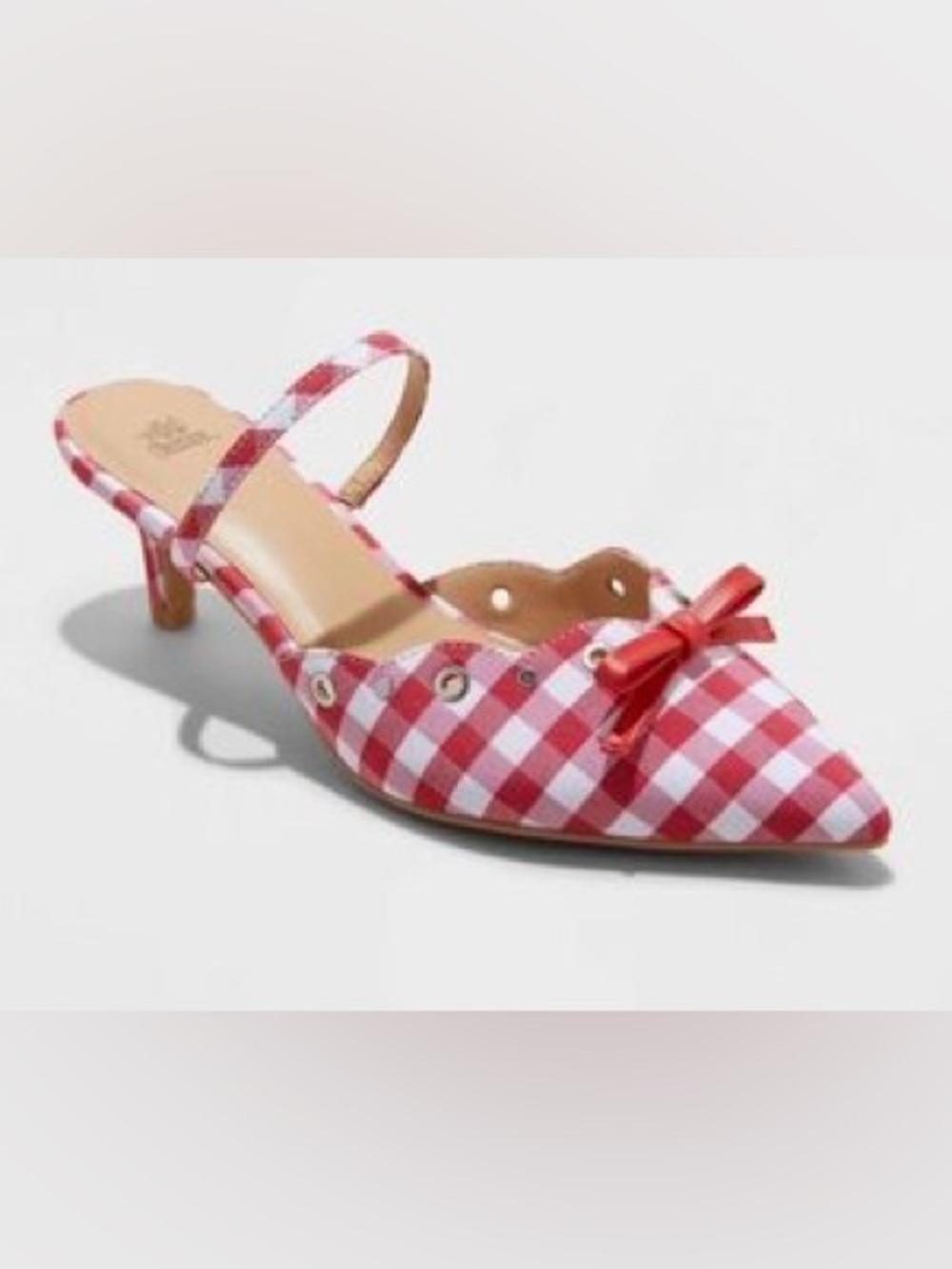 wild fable Red & White Gingham Bow Slingback Flats